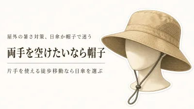 遮熱折りたたみ日傘と帽子はどちら？荷物を増やしすぎない暑さ対策の選び方